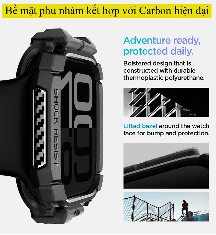 Vỏ  Apple Watch Series 10 46mm Spigen Rugged Armor 3